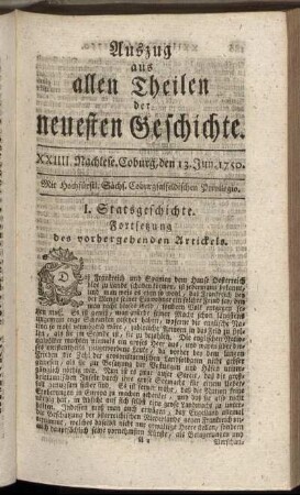 XXIIII. Nachlese. Coburg, den 13. Jun. 1750.