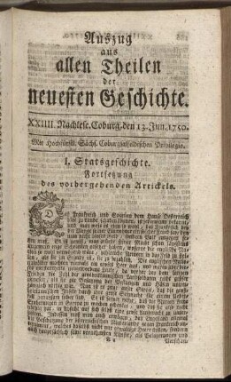 XXIIII. Nachlese. Coburg, den 13. Jun. 1750.