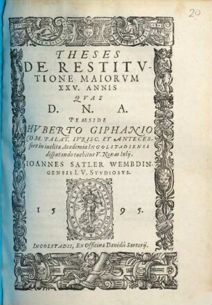 Theses De Restitvtione Maiorvm XXV. Annis