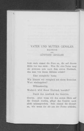Vater und Mutter Gensler Bildnisse von Günther Gensler