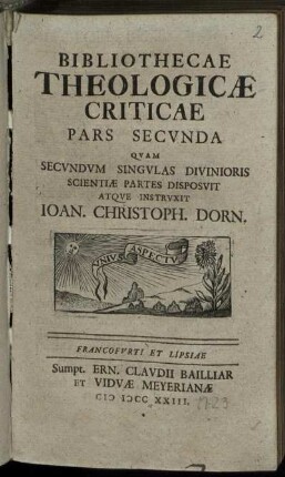 Pars 2.: Bibliotheca Theologica Critica. Pars 2.