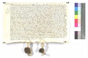 Endris Holzwart, Bürger zu Gmünd, verkauft an Bürgermeister und Rat zu Gmünd seine 2 Tagwerk-Wiesen im Becherlehen um 95 Gulden rheinisch.