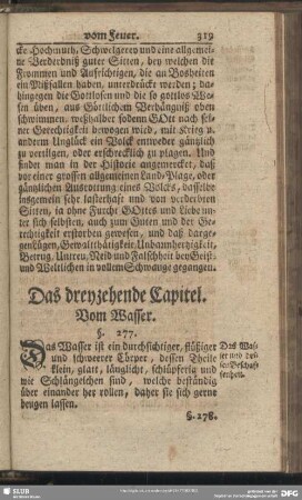 Das dreyzehente Capitel. Vom Wasser