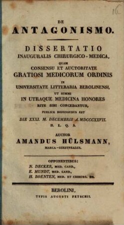 De antagonismo : diss. inaug. chir. med.