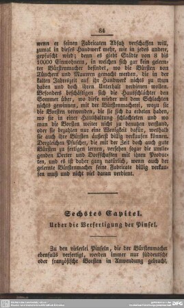 Sechstes Capitel. Ueber die Verfertigung der Pinsel