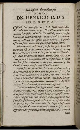 Noblissimo Illustrissmoque Domino Dn. Henrico D.D.S. ...