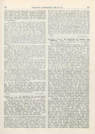 273-274 [Rezension] Loewe, Hugo, Der Römerbrief des Apostels Paulus