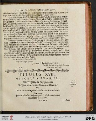 Titulus XVIII. Miscellanearum