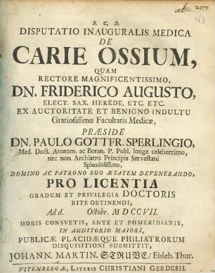 Disputatio Inaugurallis Medica de Carie Ossium