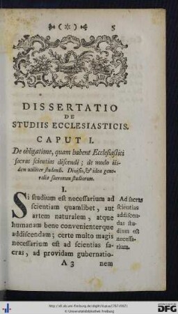 Caput I. De obligatione, quam habent Ecclesiastici sacras scientias discendi; de modo iisdem utiliter studendi.