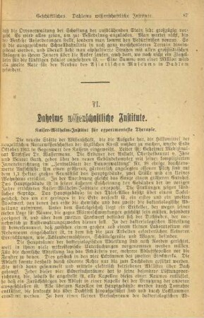 VI. Dahlems wissenschaftliche Institute