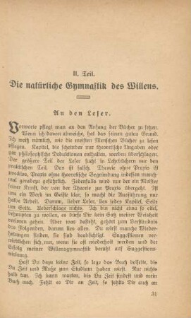 II. Teil. Die natürliche Gymnastik des Willens