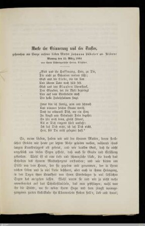 Worte der Erinnerung und des Trostes