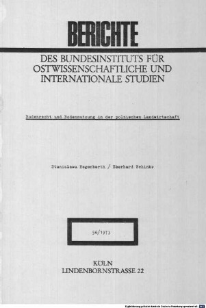 Bodenrecht und Bodennutzung in der polnischen Landwirtschaft