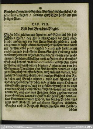Cap. VIII. Eyd des Gerichts-Vogts