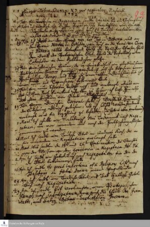 Tagebuch von Nikolaus Dal.