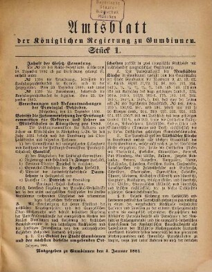 Amtsblatt des Regierungspräsidenten in Gumbinnen. 71. 1881