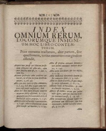 Index Omnium Rerum, Locorumque Insignium Hoc Libro Contentorum.