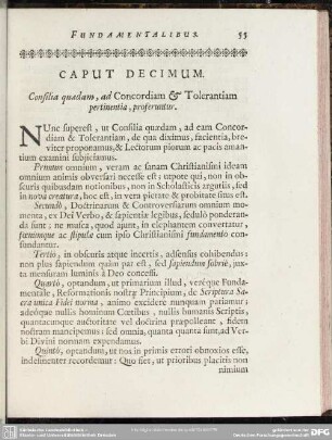 Caput Decimum. Consilia quaedam, ad Concordiam & Tolerantiam pertinentia, proferuntur