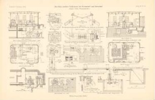 Bau zweier Schleusen, Wernsdorf und Kersdorf: Schnitte, Details Schleusen, Grundrisse, Schnitte, Details Maschinenhäuser (aus: Atlas zur Zeitschrift für Bauwesen, hrsg. v. Ministerium der öffentlichen Arbeiten, Jg. 59, 1909)