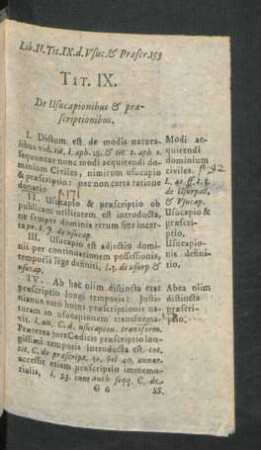 Tit. IX. De Usucapionibus & praescriptionibus