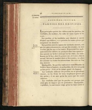 Deuxième section: Partie des édifices.