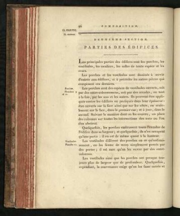 Deuxième section: Partie des édifices.