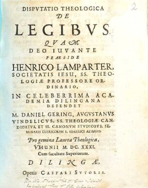 Dispvtatio Theologica De Legibvs