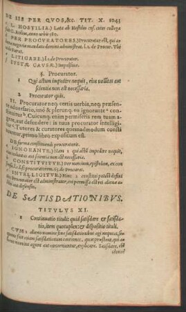De Satisdationibus. Titulus XI.