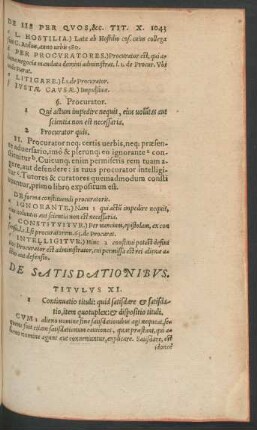 De Satisdationibus. Titulus XI.