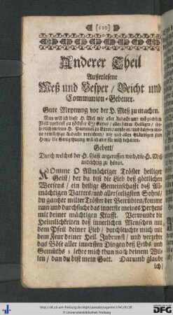 Anderer Theil. Außerlesene Meß und Vesper, Beicht und Communion-Gebetter.