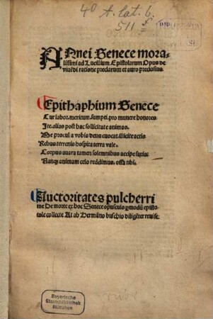 Ad Lucillium Epistolarum opus de vivendi ratione praeclarum