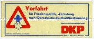 Aufkleber der DKP für Frieden und Abrüstung