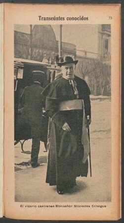 Transeúntes conocidos - El vicario castrense Monseñor Milciades Echague - [Fotografía]