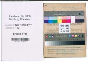 Entnazifizierung Fritz Brozeit , geb. 25.07.1904 (Postschaffner)