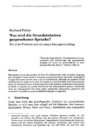 Was sind die Grundeinheiten gesprochener Sprache? Ein altes Problem und ein neuer Lösungsvorschlag