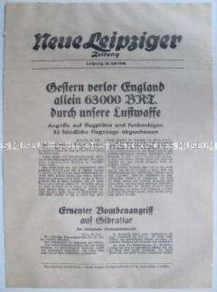 Extrablatt der "Neuen Leipziger Zeitung" zum Seekrieg gegen Großbritannien