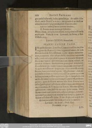 Epist. XXXVI. Bruxellam. Ioanni Garciae Pazio.