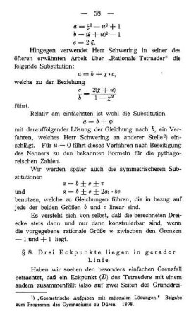 § 8. Drei Eckpunkte liegen in gerader Linie