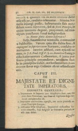 Caput. III. De Majestate Et Dignitate Imperatoris