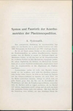 A. Systematik.