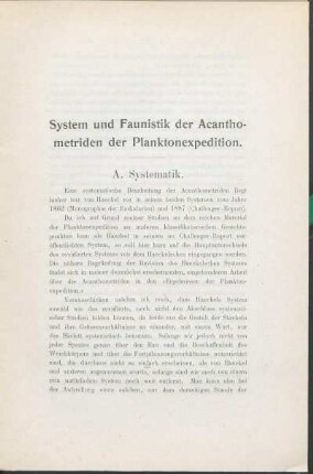 A. Systematik.