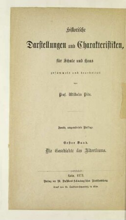Bd. 1: Die Geschichte des Alterthums : in abgerundeten Gemälden