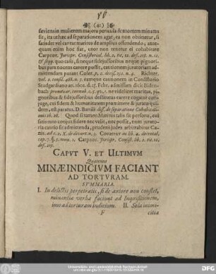 Caput V. Et Ultimum Quatenus Minaeindicium Faciant Ad Torturam.