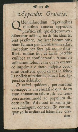 Appendix Oratoria