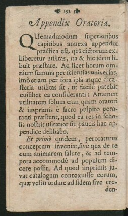 Appendix Oratoria