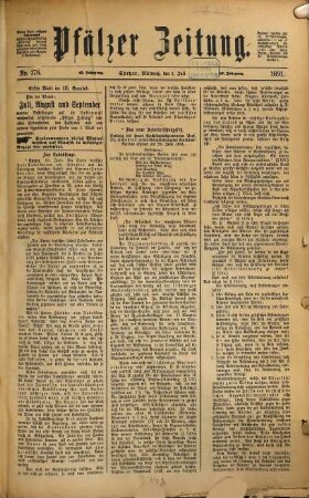 Pfälzer Zeitung. 1891, [2] = Juli - Dez