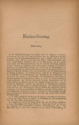 I. Kreisordnung für die Provinz Westfalen.