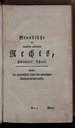 Grundsätze des deutschen peinlichen Rechts, Zweyter Theil.