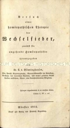 Beschreibung einer homöopathischen Therapie gegen Wechselfieber